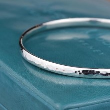 Handcrafted Scottish jewellery - Solid silver hammered bangle